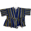 Africa Handwoven Fugu/Smock Blue and Gold Stripes