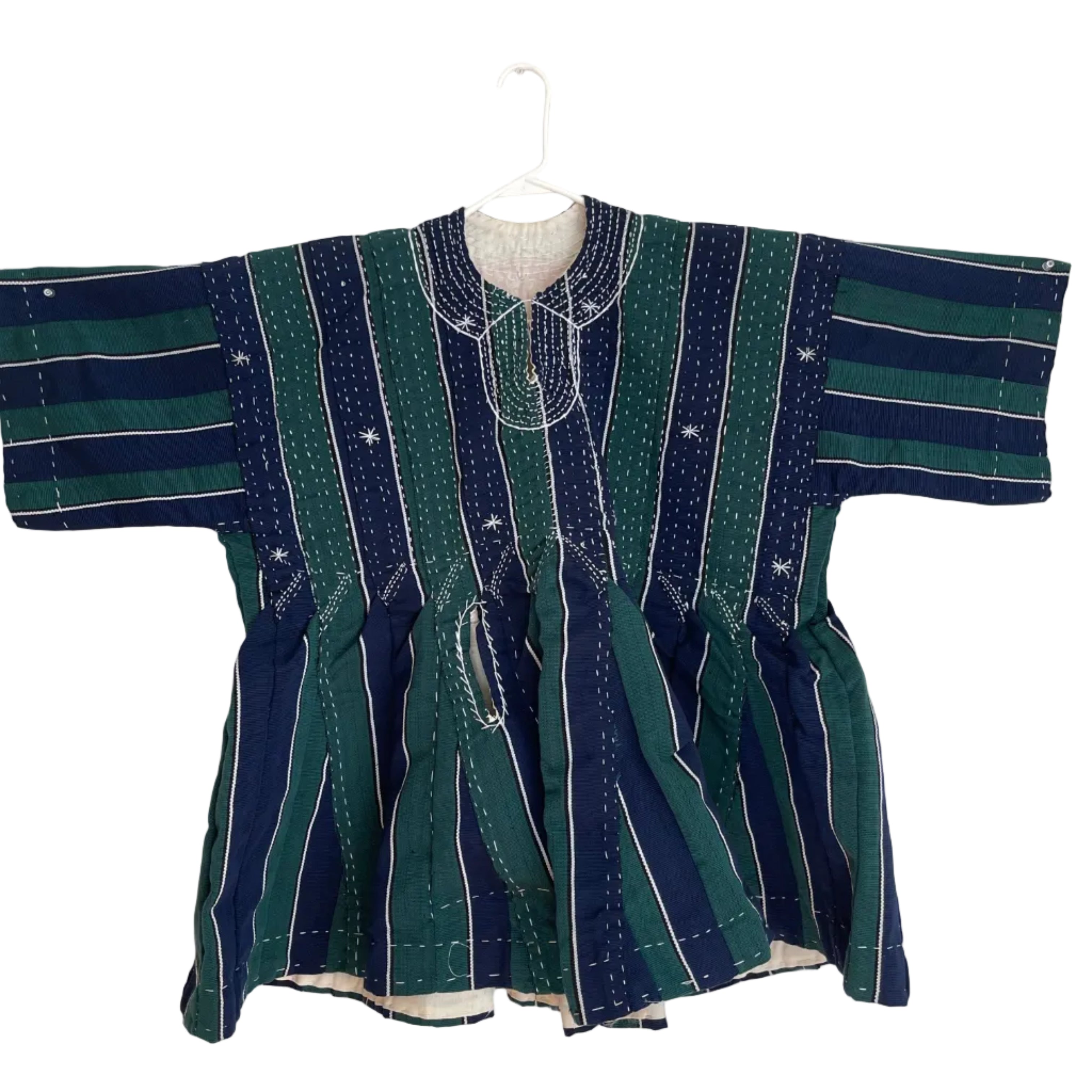 Africa Handwoven Fugu/Smock Blue and Turquoise Stripes