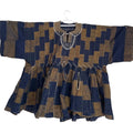 Africa Handwoven Fugu/Smock Blue and Gold Checkered